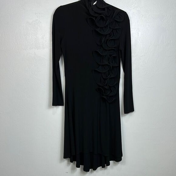 Joseph Ribkoff Black Long Sleeve Ruffle Appliqué Sheath Dress Size 8 - Picture 1 of 8